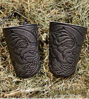 A Pair Leather Bracers Armor Wolves Celtic Spiritual 